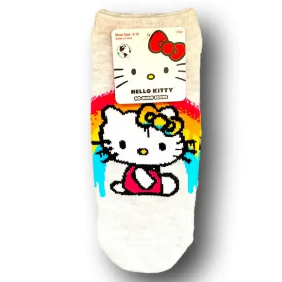 3/$20 Hello Kitty Rainbow Funny Novelty No-Show Socks - NWT - Picture 1 of 3